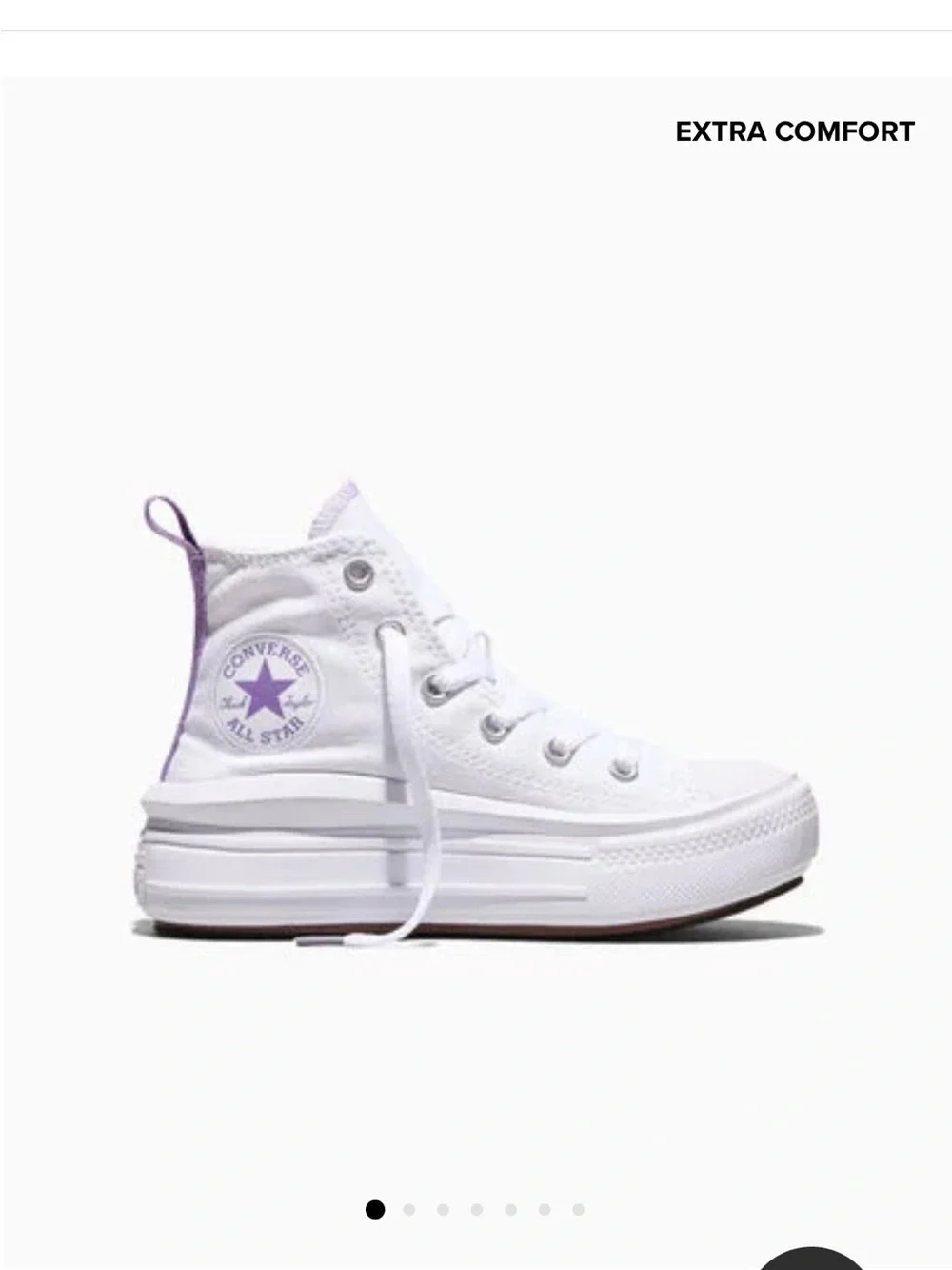 Converse Kids White High-Top Sneakers with Purple Heel Tabs